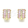 Argolla Huggie 02.210.0601.4.12 Oro Laminado, con Rosado Zirconia Cubica, Pulido, Tono Dorado
