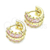 Argolla Huggie 02.210.0601.4.12 Oro Laminado, con Rosado Zirconia Cubica, Pulido, Tono Dorado