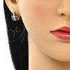 Argolla Huggie 02.210.0601.5.12 Oro Laminado, con Multicolor Zirconia Cubica, Pulido, Tono Dorado