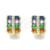 Argolla Huggie 02.210.0601.5.12 Oro Laminado, con Multicolor Zirconia Cubica, Pulido, Tono Dorado
