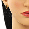 Argolla Huggie 02.210.0602.1.12 Oro Laminado, con Granate Zirconia Cubica, Pulido, Tono Dorado