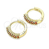 Argolla Huggie 02.210.0602.1.12 Oro Laminado, con Granate Zirconia Cubica, Pulido, Tono Dorado