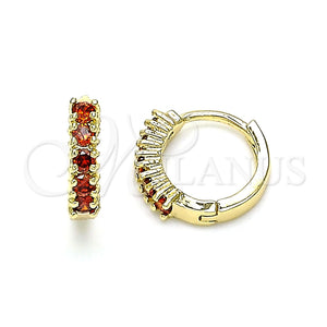 Argolla Huggie 02.210.0602.1.12 Oro Laminado, con Granate Zirconia Cubica, Pulido, Tono Dorado