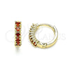 Argolla Huggie 02.210.0602.1.12 Oro Laminado, con Granate Zirconia Cubica, Pulido, Tono Dorado