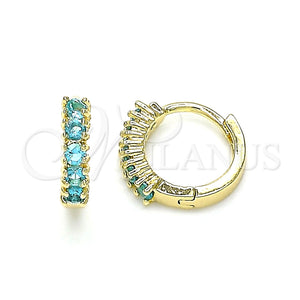 Argolla Huggie 02.210.0602.2.12 Oro Laminado, con Topacio Azul Zirconia Cubica, Pulido, Tono Dorado
