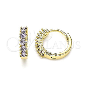 Argolla Huggie 02.210.0602.3.12 Oro Laminado, con Amatista Zirconia Cubica, Pulido, Tono Dorado