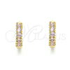 Argolla Huggie 02.210.0602.4.12 Oro Laminado, con Rosado Zirconia Cubica, Pulido, Tono Dorado