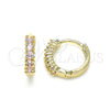 Argolla Huggie 02.210.0602.4.12 Oro Laminado, con Rosado Zirconia Cubica, Pulido, Tono Dorado