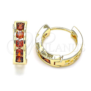 Argolla Huggie 02.210.0603.1.15 Oro Laminado, con Granate Zirconia Cubica, Pulido, Tono Dorado