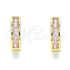 Argolla Huggie 02.210.0603.3.15 Oro Laminado, con Rosado Zirconia Cubica, Pulido, Tono Dorado
