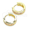 Argolla Huggie 02.210.0603.3.15 Oro Laminado, con Rosado Zirconia Cubica, Pulido, Tono Dorado