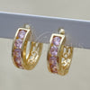Argolla Huggie 02.210.0603.3.15 Oro Laminado, con Rosado Zirconia Cubica, Pulido, Tono Dorado