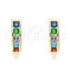 Argolla Huggie 02.210.0603.4.15 Oro Laminado, con Multicolor Zirconia Cubica, Pulido, Tono Dorado