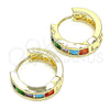 Argolla Huggie 02.210.0603.4.15 Oro Laminado, con Multicolor Zirconia Cubica, Pulido, Tono Dorado