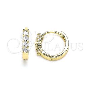 Argolla Huggie 02.210.0604.12 Oro Laminado, con Blanca Zirconia Cubica, Pulido, Tono Dorado