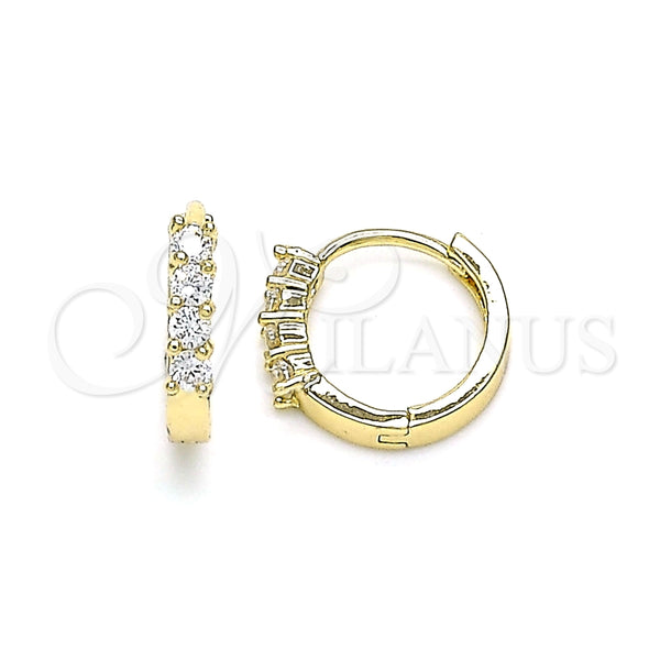 Argolla Huggie 02.210.0604.12 Oro Laminado, con Blanca Zirconia Cubica, Pulido, Tono Dorado