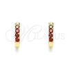 Argolla Huggie 02.210.0604.1.12 Oro Laminado, con Granate Zirconia Cubica, Pulido, Tono Dorado