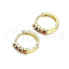 Argolla Huggie 02.210.0604.1.12 Oro Laminado, con Granate Zirconia Cubica, Pulido, Tono Dorado