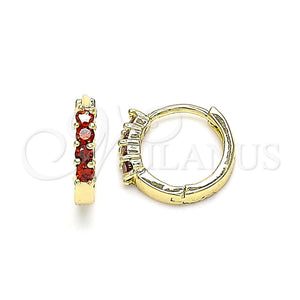 Argolla Huggie 02.210.0604.1.12 Oro Laminado, con Granate Zirconia Cubica, Pulido, Tono Dorado