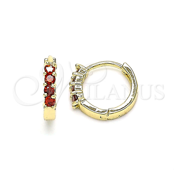 Argolla Huggie 02.210.0604.1.12 Oro Laminado, con Granate Zirconia Cubica, Pulido, Tono Dorado