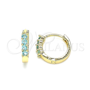 Argolla Huggie 02.210.0604.2.12 Oro Laminado, con Topacio Azul Zirconia Cubica, Pulido, Tono Dorado