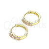 Argolla Huggie 02.210.0604.4.12 Oro Laminado, con Rosado Zirconia Cubica, Pulido, Tono Dorado