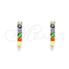 Argolla Huggie 02.210.0604.5.12 Oro Laminado, con Multicolor Zirconia Cubica, Pulido, Tono Dorado