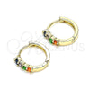 Argolla Huggie 02.210.0604.5.12 Oro Laminado, con Multicolor Zirconia Cubica, Pulido, Tono Dorado