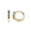 Argolla Huggie 02.210.0604.5.12 Oro Laminado, con Multicolor Zirconia Cubica, Pulido, Tono Dorado