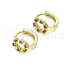 Argolla Huggie 02.210.0605.10 Oro Laminado, con Granate Zirconia Cubica, Pulido, Tono Dorado