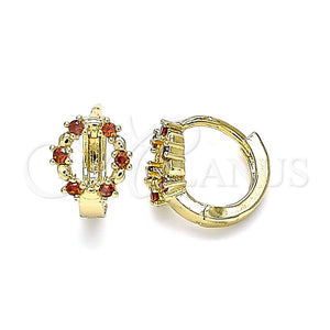 Argolla Huggie 02.210.0605.10 Oro Laminado, con Granate Zirconia Cubica, Pulido, Tono Dorado