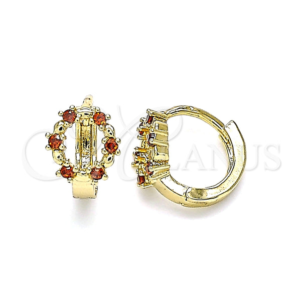 Argolla Huggie 02.210.0605.10 Oro Laminado, con Granate Zirconia Cubica, Pulido, Tono Dorado