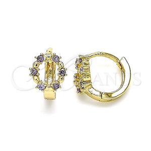 Argolla Huggie 02.210.0605.1.10 Oro Laminado, con Amatista Zirconia Cubica, Pulido, Tono Dorado