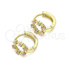 Argolla Huggie 02.210.0605.2.10 Oro Laminado, con Rosado Zirconia Cubica, Pulido, Tono Dorado