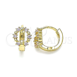 Argolla Huggie 02.210.0605.2.10 Oro Laminado, con Rosado Zirconia Cubica, Pulido, Tono Dorado