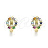 Argolla Huggie 02.210.0605.3.10 Oro Laminado, con Multicolor Zirconia Cubica, Pulido, Tono Dorado