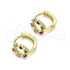 Argolla Huggie 02.210.0605.3.10 Oro Laminado, con Multicolor Zirconia Cubica, Pulido, Tono Dorado
