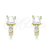 Argolla Huggie 02.210.0606.12 Oro Laminado, con Blanca Zirconia Cubica, Pulido, Tono Dorado