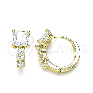 Argolla Huggie 02.210.0606.12 Oro Laminado, con Blanca Zirconia Cubica, Pulido, Tono Dorado
