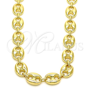Gargantilla Basica 04.63.1411.30 Oro Laminado, Diseño de Puff Mariner, Pulido, Tono Dorado (13 MM Thickness, 30 Inches Length)