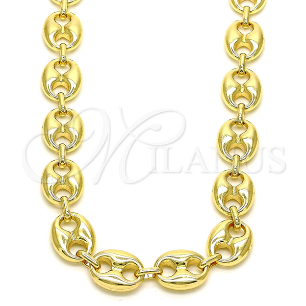 Gargantilla Basica 04.63.1411.30 Oro Laminado, Diseño de Puff Mariner, Pulido, Tono Dorado (13 MM Thickness, 30 Inches Length)
