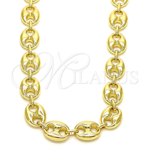 Gargantilla Basica 04.63.1411.30 Oro Laminado, Diseño de Puff Mariner, Pulido, Tono Dorado (13 MM Thickness, 30 Inches Length)