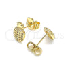 Arete Dormilona 02.156.0580 Oro Laminado, Diseño de Pina, con Blanca Micro Pave, Pulido, Tono Dorado