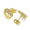 Arete Dormilona 02.156.0581 Oro Laminado, Diseño de Ãrbol, con Blanca Zirconia Cubica, Pulido, Tono Dorado