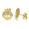 Arete Dormilona 02.156.0581 Oro Laminado, Diseño de Ãrbol, con Blanca Zirconia Cubica, Pulido, Tono Dorado
