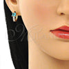 Argolla Huggie 02.210.0606.2.12 Oro Laminado, con Topacio Azul and Blanca Zirconia Cubica, Pulido, Tono Dorado