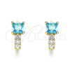 Argolla Huggie 02.210.0606.2.12 Oro Laminado, con Topacio Azul and Blanca Zirconia Cubica, Pulido, Tono Dorado