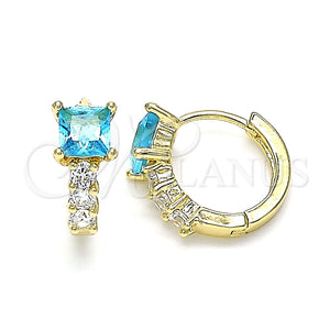 Argolla Huggie 02.210.0606.2.12 Oro Laminado, con Topacio Azul and Blanca Zirconia Cubica, Pulido, Tono Dorado