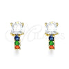 Argolla Huggie 02.210.0606.5.12 Oro Laminado, con Multicolor Zirconia Cubica, Pulido, Tono Dorado