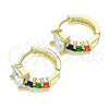 Argolla Huggie 02.210.0606.5.12 Oro Laminado, con Multicolor Zirconia Cubica, Pulido, Tono Dorado